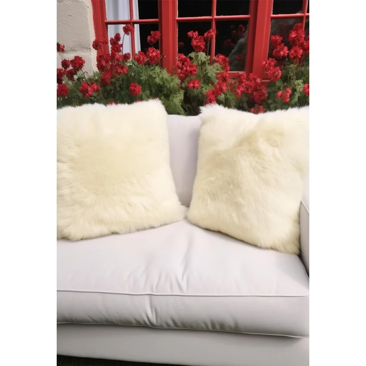Lammfellkissen Merino Weiß mit Inlett – Bild 5