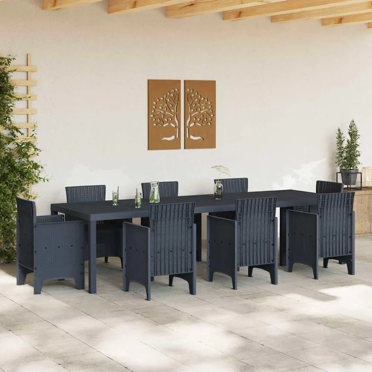 vidaXL Gartentisch Anthrazit 300 x 100 x 73 cm Poly-Rattan 3378520 – Bild 4