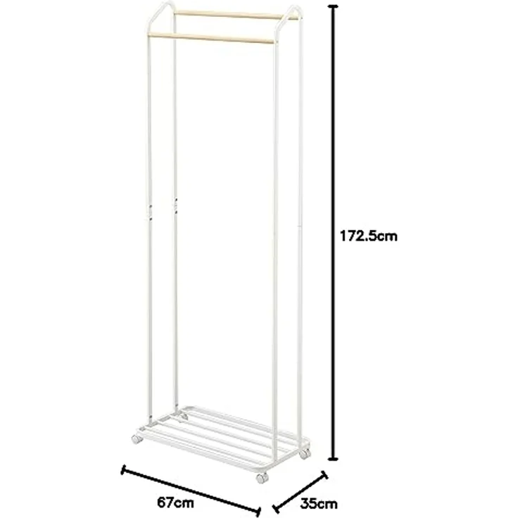 Yamazaki Garderobenständer "Tower", Kleiderständer auf Rollen, Garderobe, fahrbar, mit Ablage, 172cm hoch – Bild 7