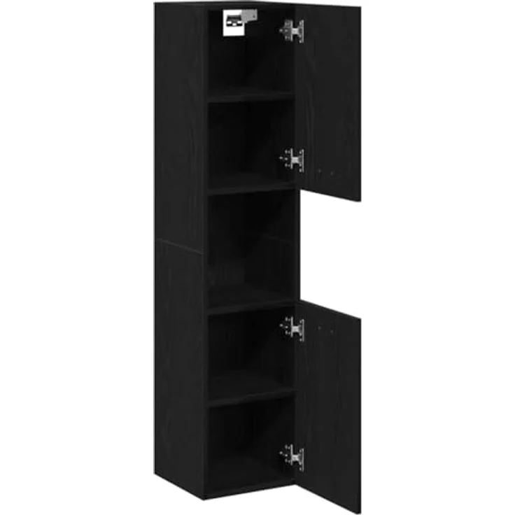 vidaXL Badezimmerschrank mit Tür Schwarz Eichen-Optik 30 x 30 x 130 cm 862532 – Bild 9