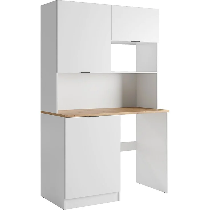 Vente-unique - Multifunktionsmöbel für Küchenzeile & Waschraum - Mit Arbeitsplatte 120 cm - Weiß & Holzfarben - CARMEO – Bild 4