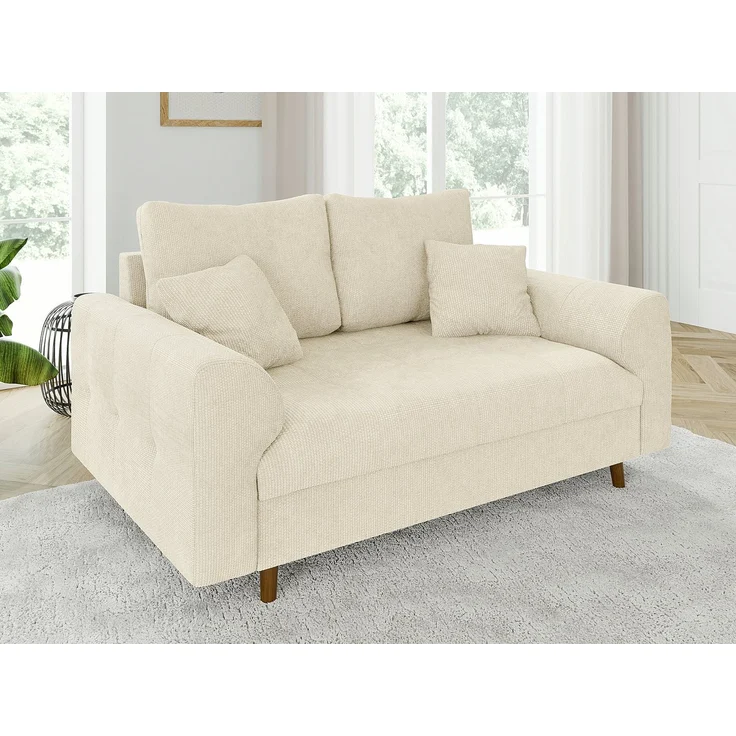 S-Style Möbel 2-Sitzer Sofa Kristian mit Braun Holzfüßen aus Chenille-Stoff, mit Wellenfederung – Bild 1
