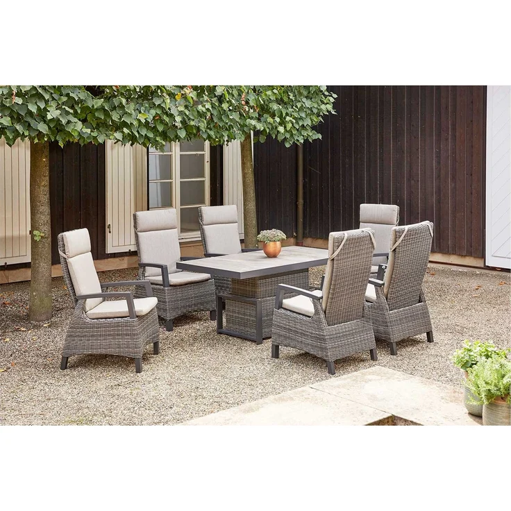 Gartensessel Corido, Rattan, Grau, Schwarz, 61 x 109 x 62 cm – Bild 8