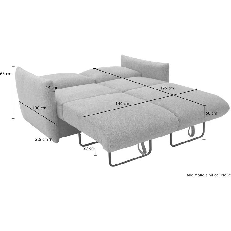 DOMO. collection Sofa 700023, 2 Sitzer, Schlaffunktion, Federkern, Füße mit Filzgleitern, 2er Couch, Schlafsofa, Polstergarnitur, 165 x 100 x 95 (BxTxH), blau (petrol) – Bild 13