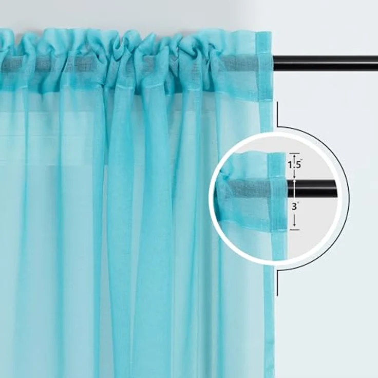 KOUFALL Violette Vorhänge für Schlafzimmer, Mädchenzimmer, Meerjungfrauen-Ombré-Optik, durchscheinende Kindervorhänge für Kinderzimmer, Baby, 2-teiliges Set, helles Lavendel und Blaugrün, 213 cm lang – Bild 6