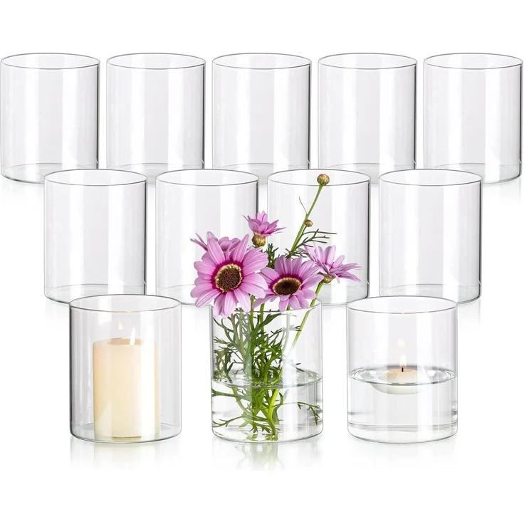 Glasseam Kleine Glaszylinder Vase 12 Stück 10x8,5cm Wedding Decoration – Bild 1