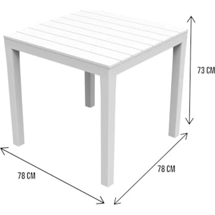 Dmora - Gartentisch Vicenza, Quadratischer GartenRegal, feststehender Tisch für den Innen- und Außenbereich, 100 % Made in Italy, 78x78h72 cm, Weiß – Bild 4