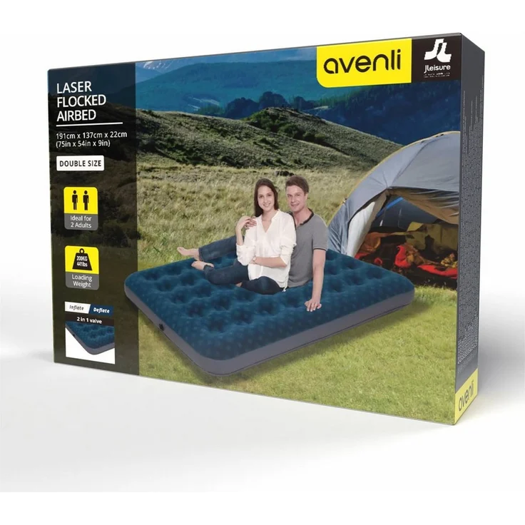 Avenli aufblasbares Luftbett / Campingmatratze 191 x 137 x 22 cm – Bild 2