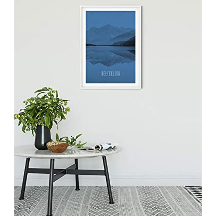 Komar Word Lake Reflection Blue, Wandbild ohne Rahmen, Kunstdruck 50 x 70 cm aus hochwertigem Fotopapier, seidenmatte Oberfläche, MADE IN GERMANY – Bild 2