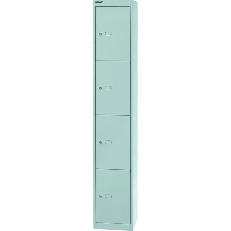 Bisley Garderobenschrank Office mit Schloss aus Stahlblech, 4 Fächer - Spind abschließbar für Sportzeug, Kleidung & Co. - Tiefe: 45,7 cm - Farbe: verkehrsweiß, CLK184-696 – Bild 10