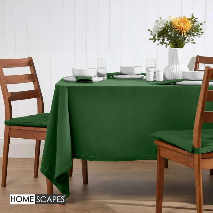 Homescapes Tischdecke Tischdecke dunkelgrün – 137 x 137 cm, 100% Baumwolle (1-tlg) – Bild 2