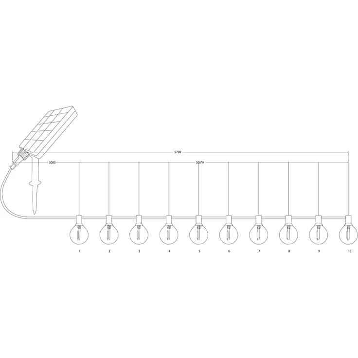 Outdoor Lichterkette per Solar & USB aufladbar mit Netzstecker, Länge 5,7 Meter – Bild 4