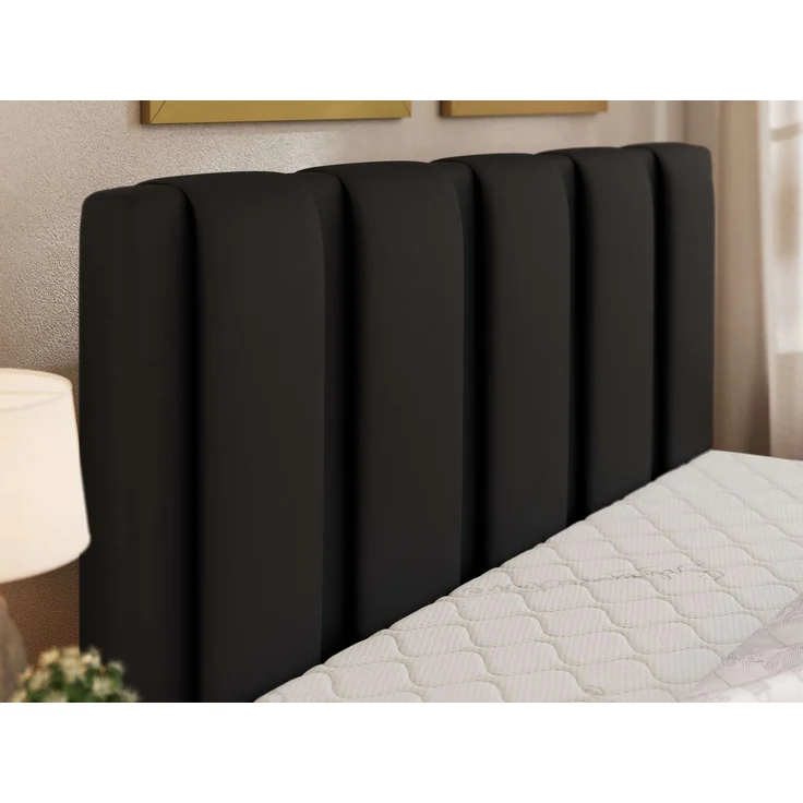 Polsterbett SAVINO CLASSIC mit Bettkasten und Lattenrost Doppelbett 180 x 200 cm mit hohem Kopfteil Stauraumbett Bett mit Gasdruckfeder - Schwarz Kunstleder - Pocket Matratze - VIRE LUX – Bild 5