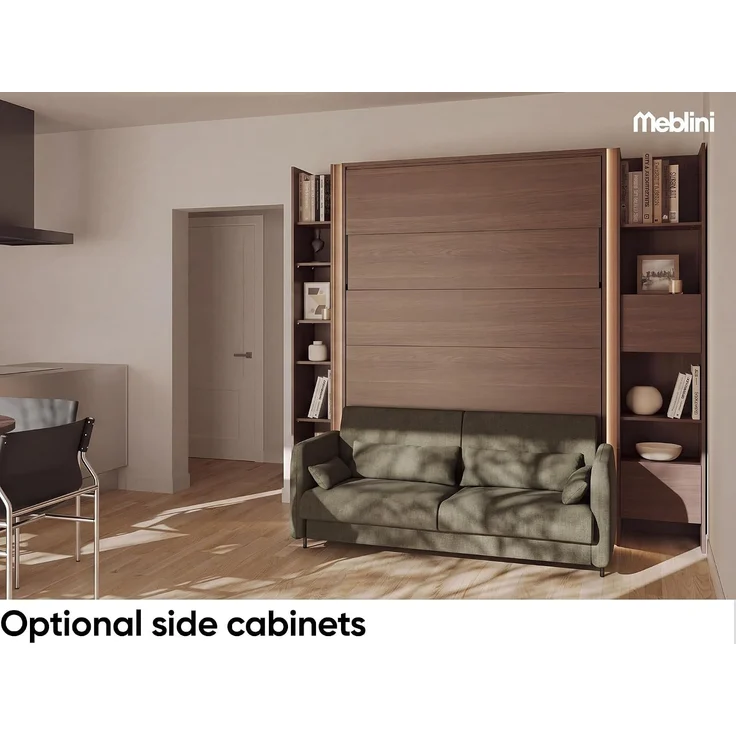 MEBLINI Elektrisches Schrankbett BC-36 - 140x200cm Vertikal - Dunin Eiche - Sofa und Kopfteil Grün - Wandbett mit Lattenrost, Matratze, Sofa und Kopfteil - Wandklappbett – Bild 5