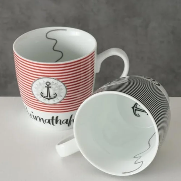 BOLTZE Tasse 2er-Set Jumbotassen Marino, rot + blau mit Anker – Bild 2