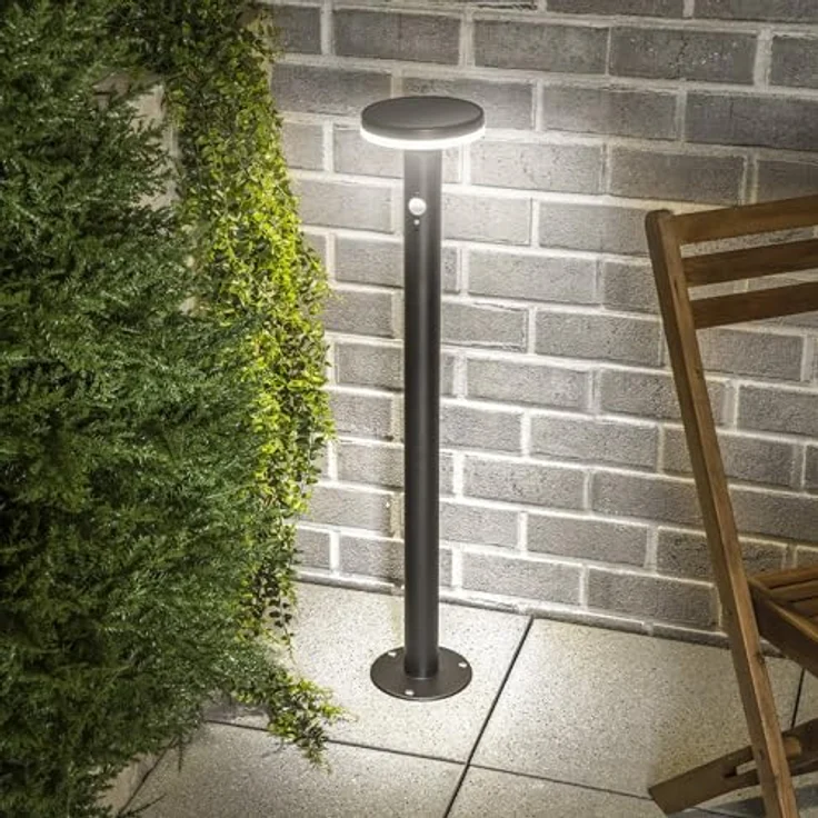 Esotec Solar PIR Standleuchte Mia 85, Edelstahl-Gehäuse, 40 LEDs, Bewegungsmelder, schwarz, H=84,5cm, winterfest, Li-Ion Akku – Bild 3