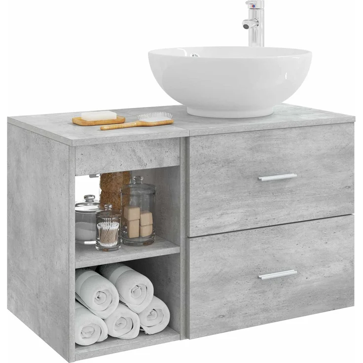 vidaXL Badezimmerschrank-Set 2 stk. Betongrau 79,5 x 44,5 x 80 cm 3403915 – Bild 3