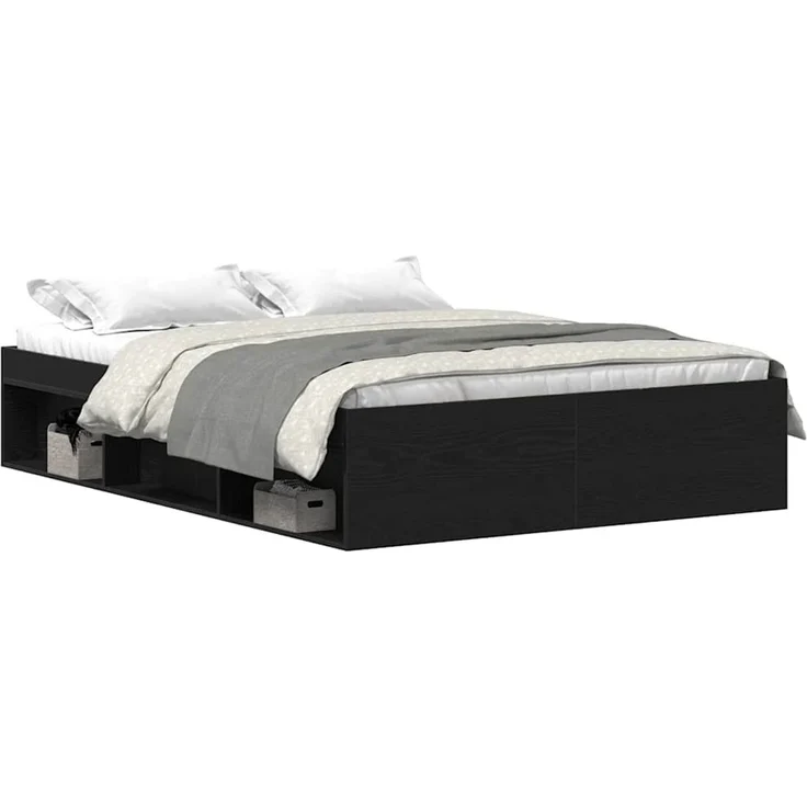 vidaXL Bettgestell ohne Matratze Schwarz Eichen-Optik 135x190 cm 3329317 – Bild 2