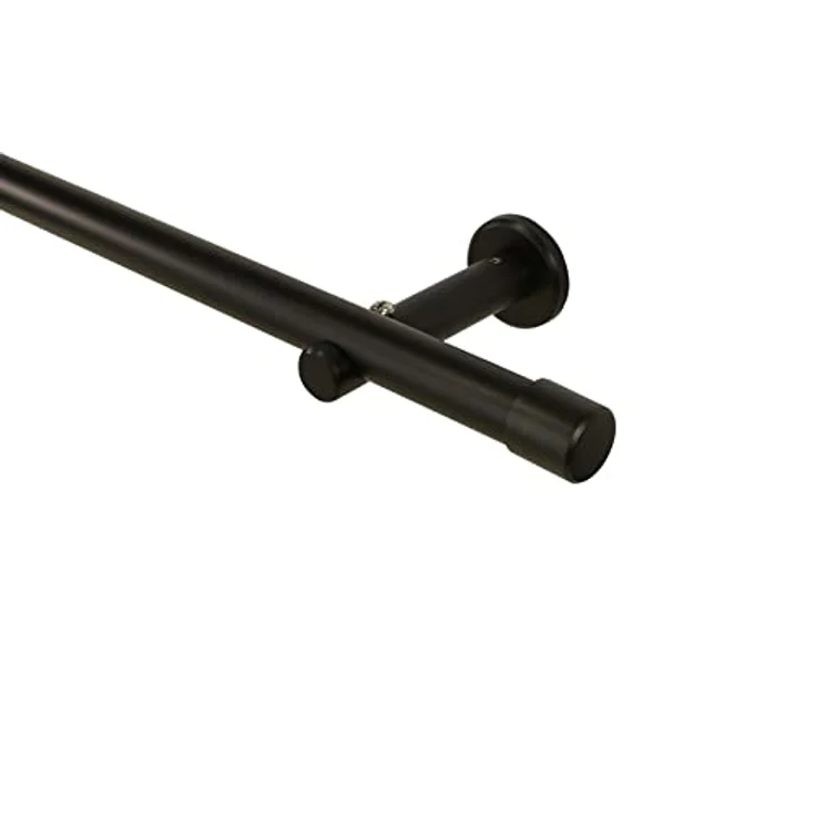 iso-design Gardinenstange 20 mm Schwarz Endstück Kappe Wand- oder Deckenmontage, Ø 20 mm, 1-läufig, Fixmaß, Metall – Bild 2