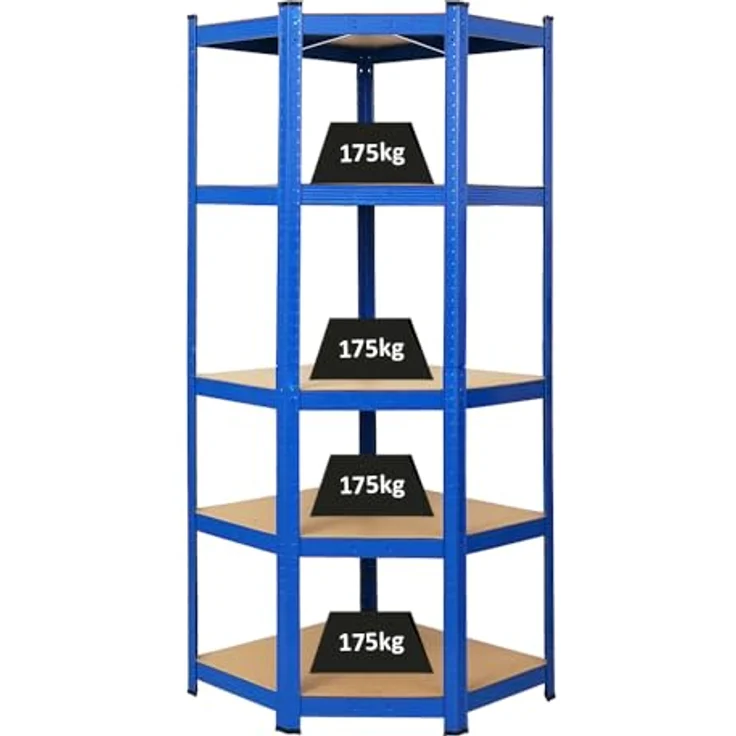 PROREGAL Eckregal Ragnar 1x: 180 x 70 x 40 cm Blau Fachlast 175kg, Kellerregal, Steckregal, Garagenregal, Lagerregal – Bild 2