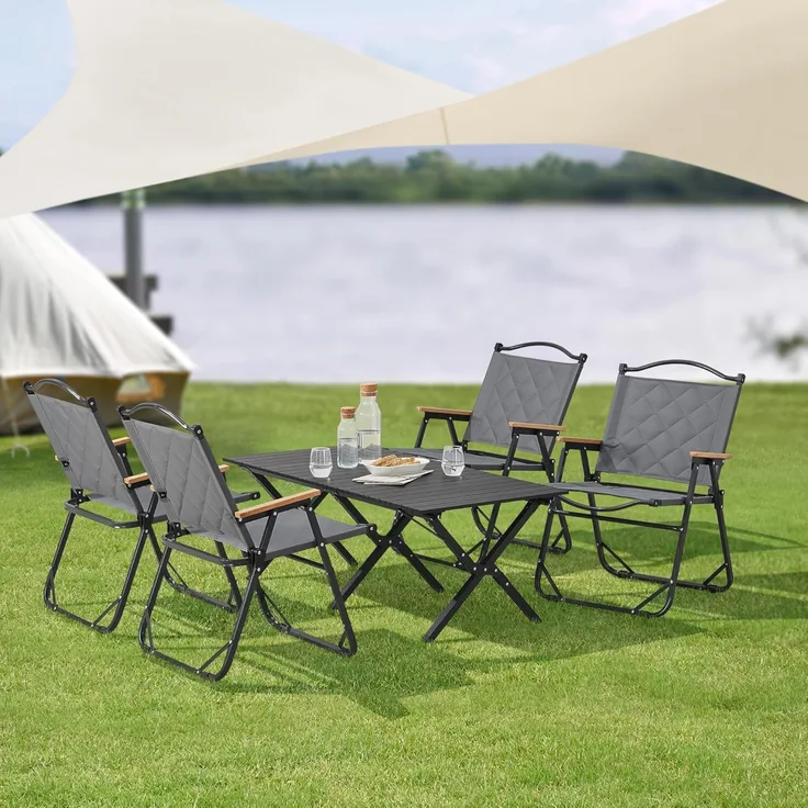 Campingmöbel-Set Botrugno 5-tlg. Textilgewebe Grau [casa. pro]