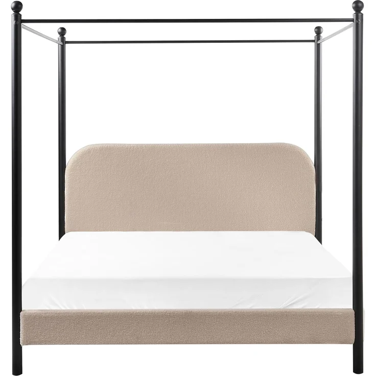 Himmelbett Bouclé DANNEMOIS 160 x 200 cm Taupe – Bild 5