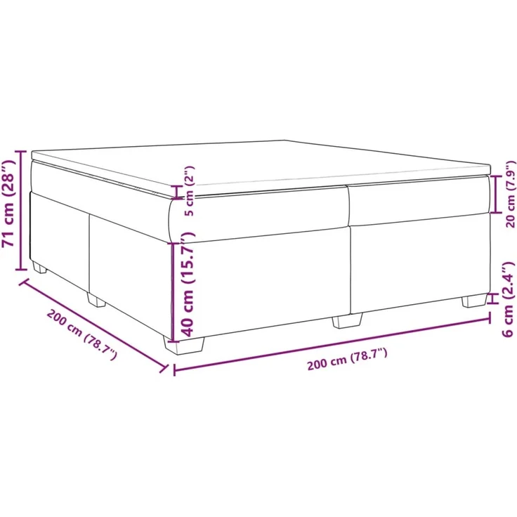 vidaXL Boxspringbett mit Matratze Dunkelgrau 200x200 cm Samt 3285306 – Bild 12