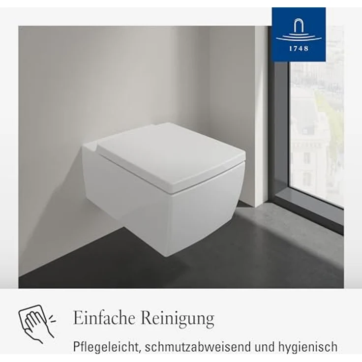 Villeroy & Boch WC-Sitz Memento 2.0 - Toilettendeckel Weiß glänzend mit Absenkautomatik - Abnehmbarer, bruchsicherer Toilettensitz aus Duroplast - Rechteckiger Klodeckel - Original Ersatzteil – Bild 5