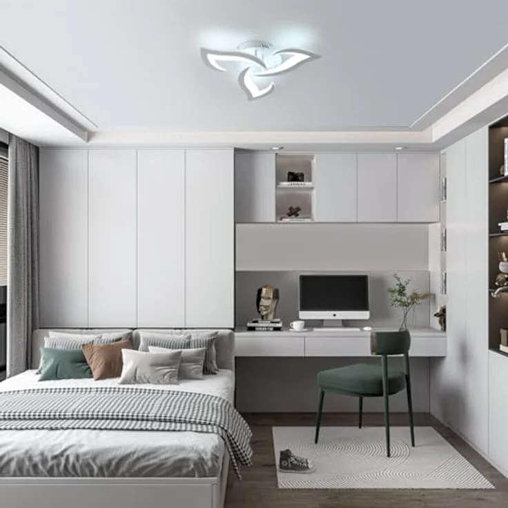 Comely Deckenlampe LED Wohnzimmer, 58cm 36W LED Lampen Deckenleuchte, Moderne Blütenblatt Design Lampen für Wohnzimmer Küche Schlafzimmer Esszimmer, Kaltweißes Licht 6500K, Weiß – Bild 9