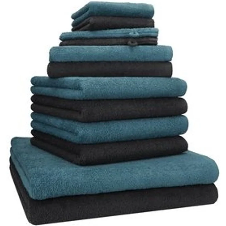 Betz Handtuch Set 12 TLG. Handtuch Set BERLIN Farbe graphit/taubenblau, 100% Baumwolle (12 Teila, 12-St) – Bild 6