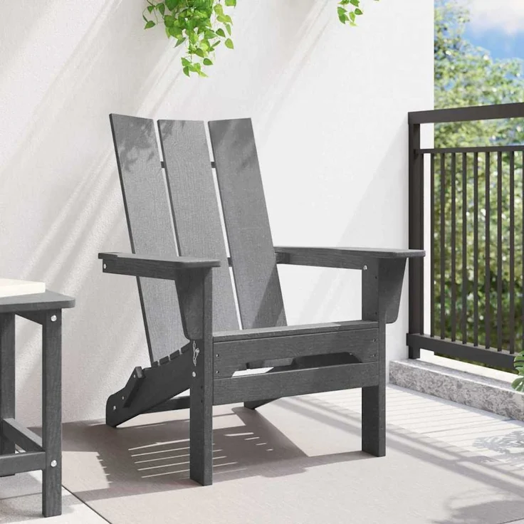 vidaXL Klappbarer Adirondack-Stuhl Hellgrau 80,5 x 74,5 x 92 cm HDPE 42006620 – Bild 2