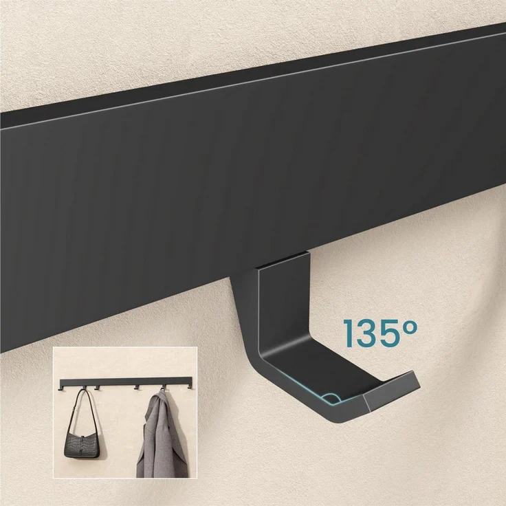 doporro Garderobenleiste Garderobenhaken mit verschiebbaren Kleiderhaken aus Aluminium Stalo10 (5 St), Pulverbeschichtet, aus hochwertige Alu – Bild 2