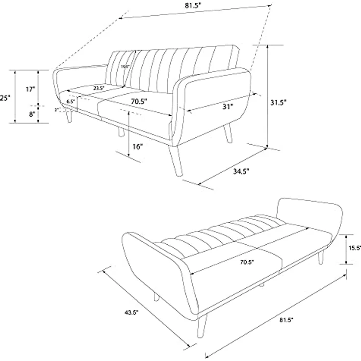 Novogratz Brittany Schlafsofa, Leinen Marineblau – Bild 11