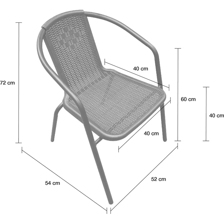 LC Garden Stapelstuhl Garvista Stapelstuhl 54x52x72cm schwarz Gartenstuhl Terassenstuhl, Pulverbeschichteter Stahl – Bild 6