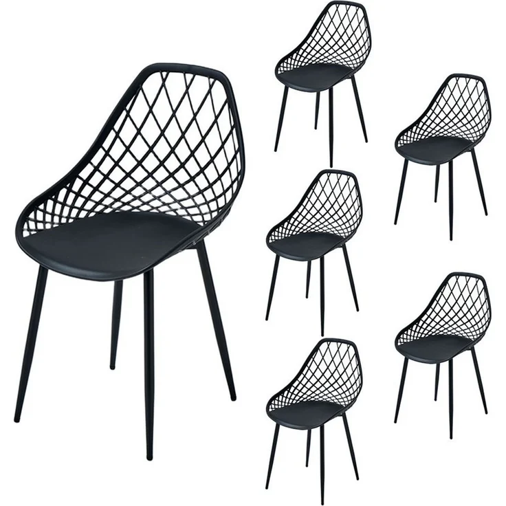 PPkrimnel Bistrostuhl PP-Sitz & Metallrahmen, moderner Esszimmerstuhl, Gartenstuhl (6 St), Balkon- & Poolgeeignet, Gitterdesign, wetterfest, für Innen & Außen – Bild 1