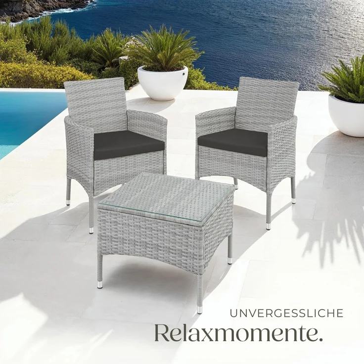 tectake Sitzgruppe Rattanset, (Set, 5-tlg), Schickes, modernes Design – Bild 8
