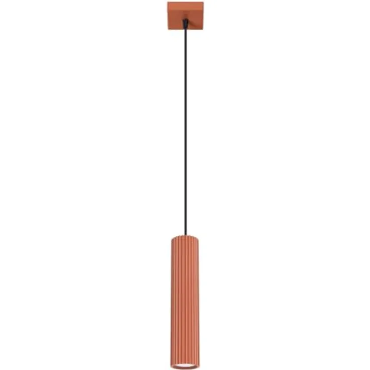 SOLLUX lighting Hängelampe Pendelleuchte Aluminium 1-flammig 8 x 8 x 118 cm Karbon Ockerrot, energieeffiziente Deckenlampe für Innenräume