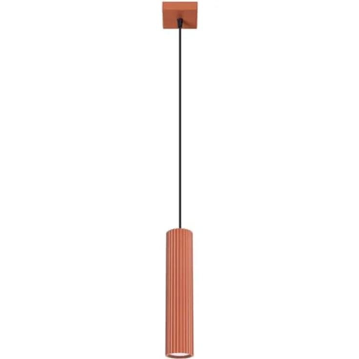 SOLLUX lighting Hängelampe Pendelleuchte Aluminium 1-flammig 8 x 8 x 118 cm Karbon Ockerrot, energieeffiziente Deckenlampe für Innenräume – Bild 1