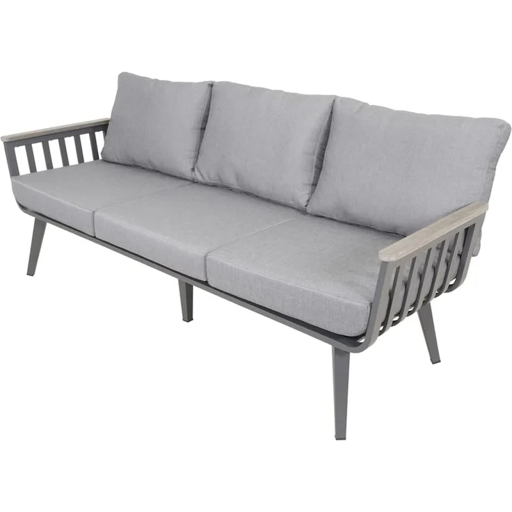 Lesli Living Gartenlounge-Set Alu Lounge Set Amalfi Gartenmöbel Garnitur grau Outdoor, pflegeleicht wetterfest stabil – Bild 5