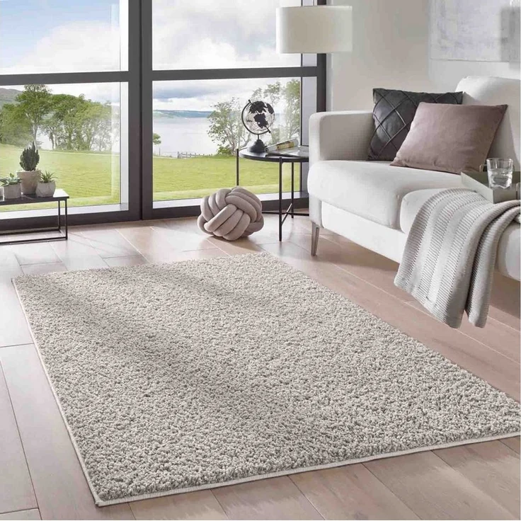 TaraCarpet Langflor-Teppich Langflorteppich Sole 100% Polypropylen, rund, Höhe: 30 mm, Hochflor Shaggy grau waschbar Wohnzimmer Schlafzimmer Bad 120x120 cm – Bild 5