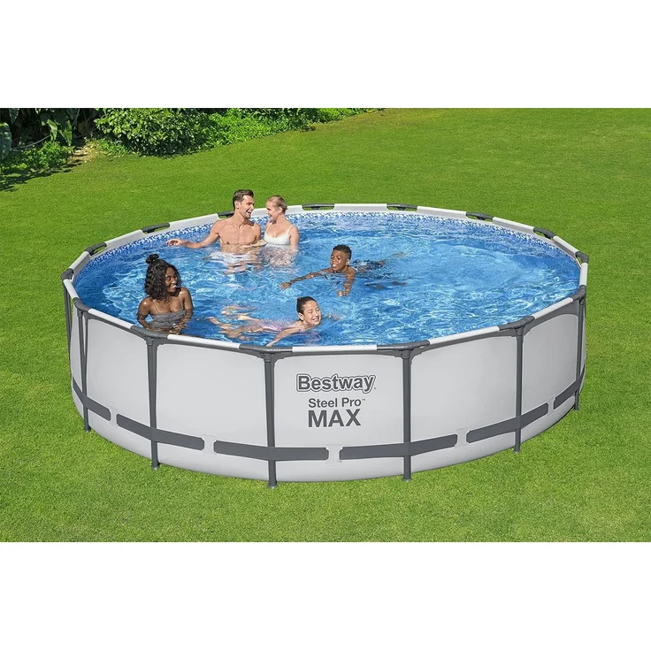Steel Pro MAX™ Solo Pool ohne Zubehör Ø 427x122 cm, lichtgrau, rund – Bild 9