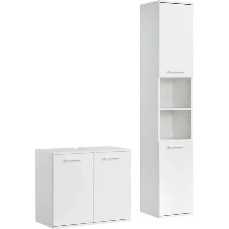 mokebo Badmöbel-Set Der Steuermann, (2-teilig), Made in Germany, Badezimmerschrank, Badschrank, Set in Weiß – Bild 1