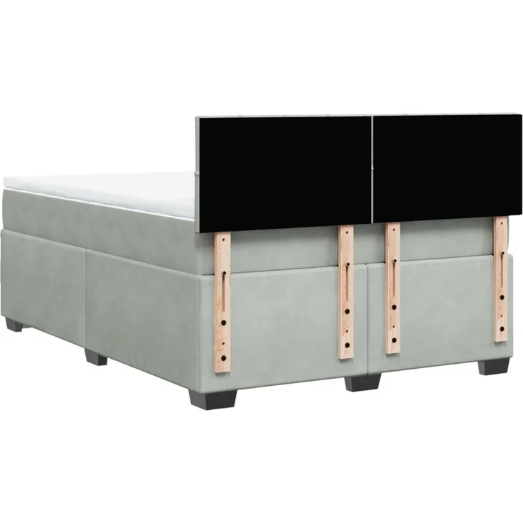 vidaXL Boxspringbett mit Matratze Hellgrau 160x200 cm Samt 3286354 – Bild 10