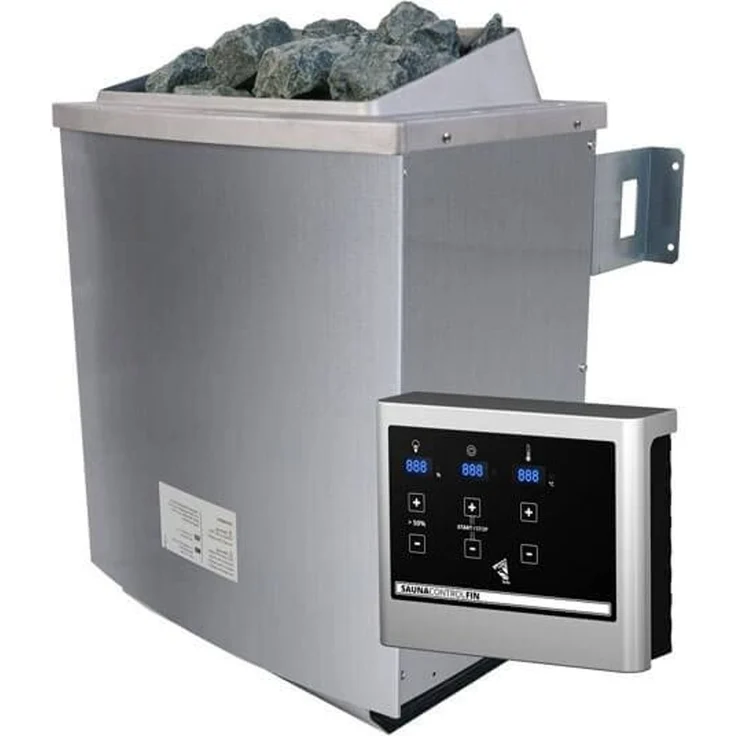 Karibu Sauna Adelina mit Dachkranz + 9kW Saunaofen mit externer Steuerung Easy – Bild 2