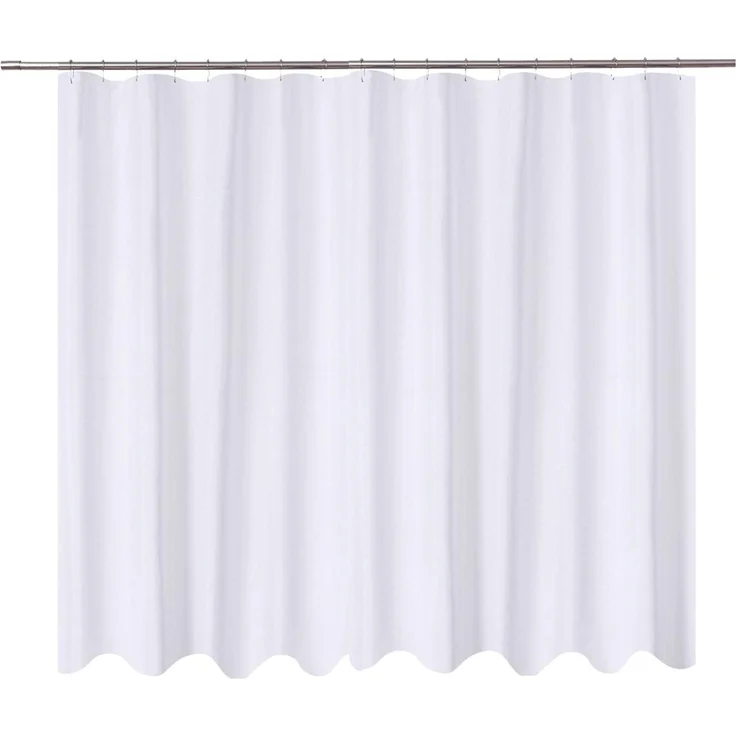 Extra breiter Duschvorhang-Stoff, 274,3x182,9 cm, Hotelqualität, maschinenwaschbar, wasserabweisend, weiße Spa-Badezimmervorhänge mit Ösen, 274,3x182,9 cm