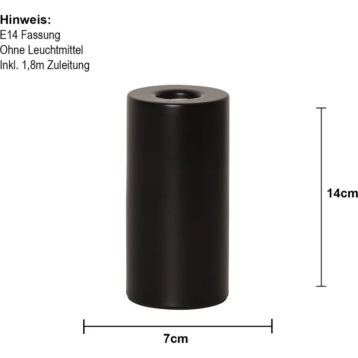 E14 Lampenfuß ,Tiny für kleinere Leuchtmittel, Metall, 14cm, schwarz matt – Bild 4