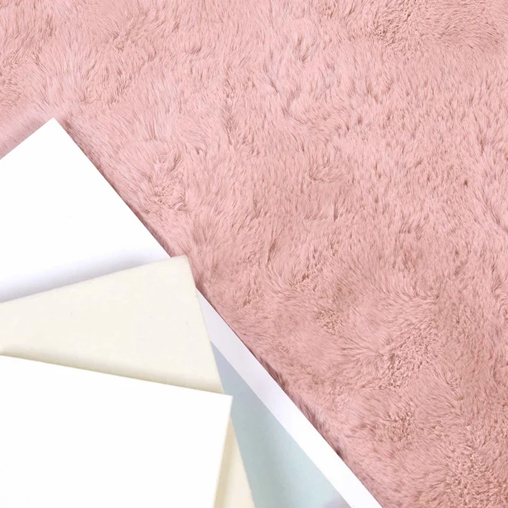 vidaXL Rutschfester Kunstfellteppich Olite Rosa 240 x 240 cm Polyester 42021710 – Bild 2