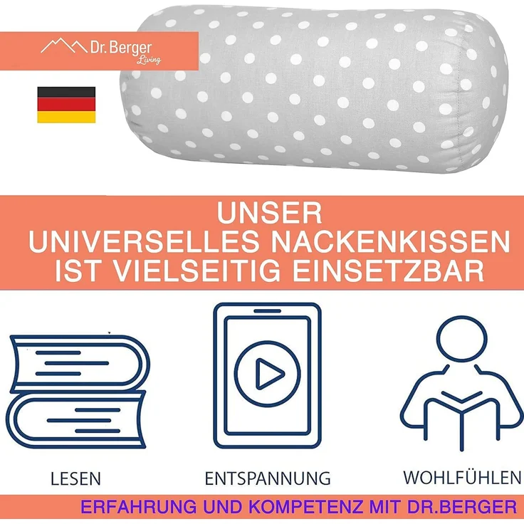 Original Dr. Berger Nackenrolle Tupfen Grau 40 x 16 cm – Bild 4