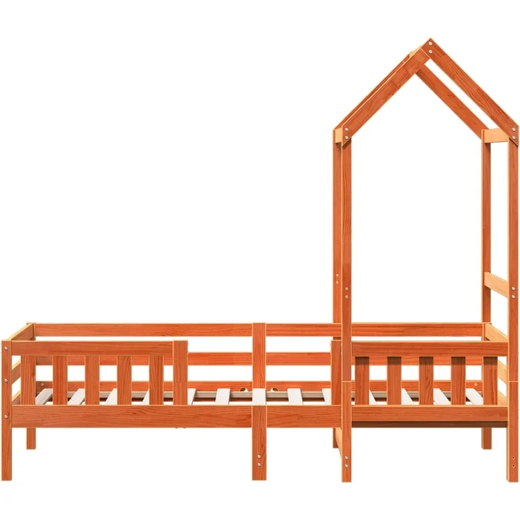 vidaXL Massivholzbett mit Dach Wachsbraun 75x190 cm Kiefer 3282170 – Bild 6