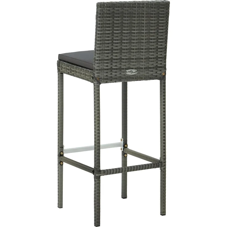 vidaXL Garten-Barhocker mit Kissen 4 Stk. Grau Poly Rattan 316671 – Bild 5
